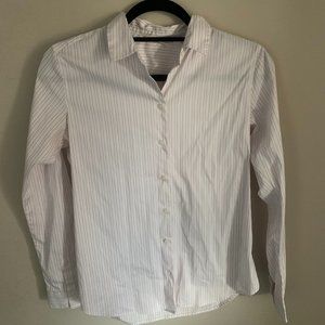 Uniqlo Rayeon Pink Striped Collar Work Shirt